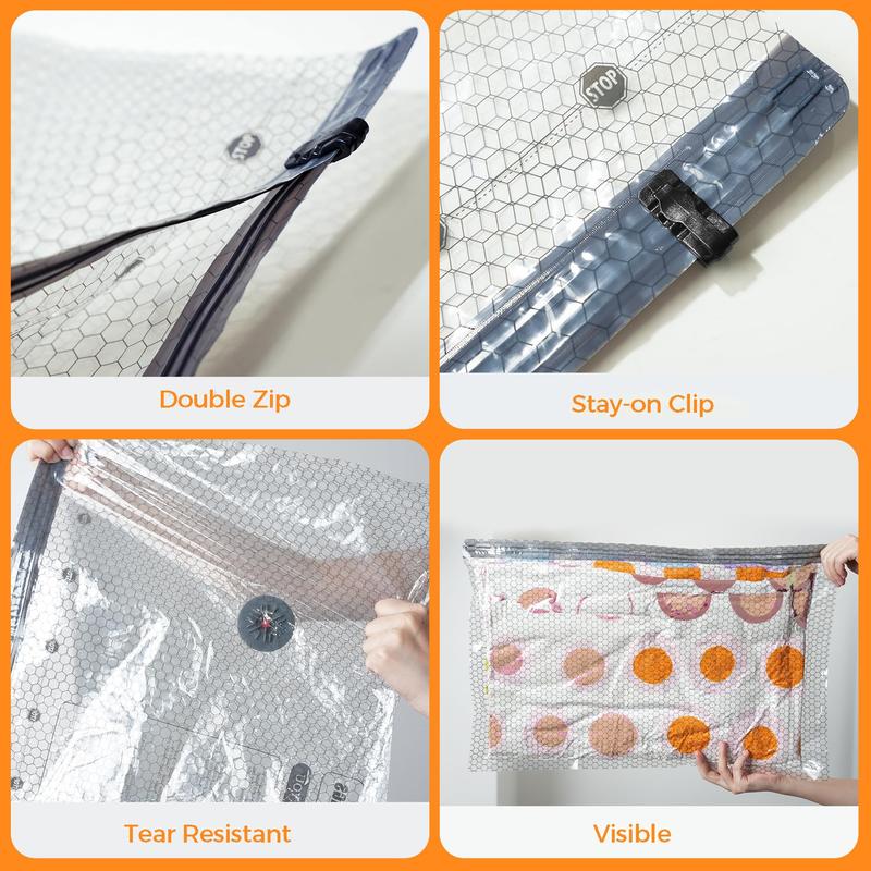 Cordless Travel Vacuum Bag Set Vacuum Bags for Travel with Rechargeable air Pump, 15 Pack Carry-on Size Compression Packing Bags