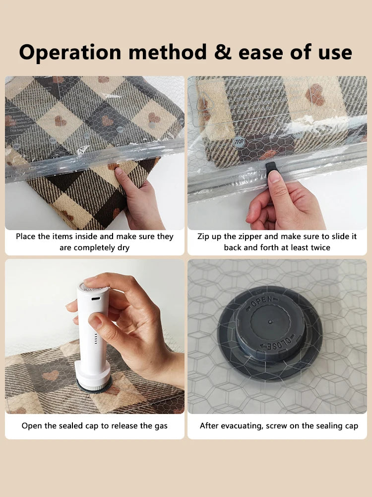 Cordless Travel Vacuum Bag Set with Rechargeable air Pump, 15 Pack Carry-on Size Compression Packing Bags for Luggage and Suitcase
