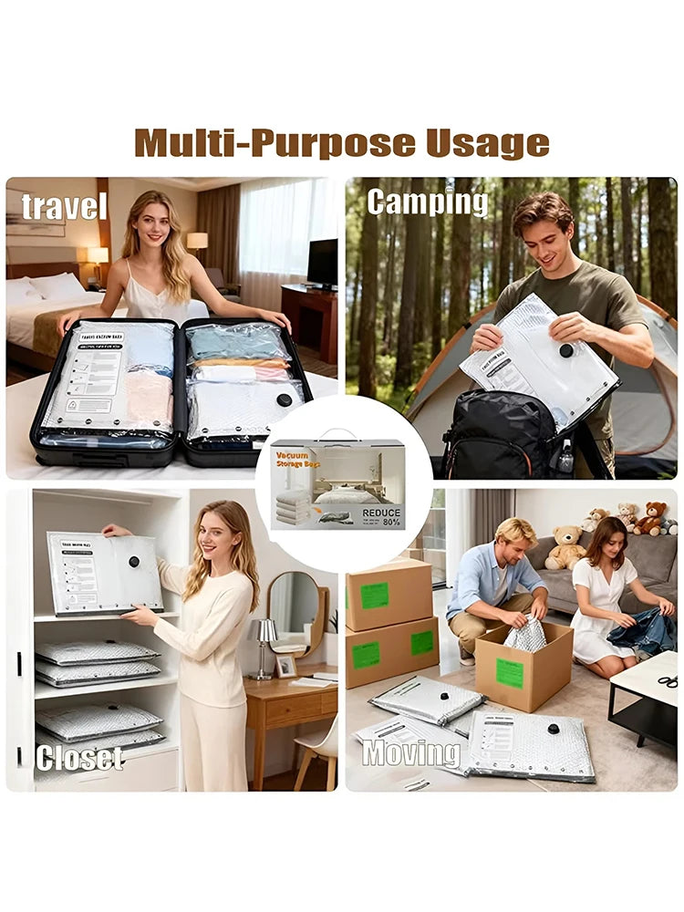 Cordless Travel Vacuum Bag Set with Rechargeable air Pump, 15 Pack Carry-on Size Compression Packing Bags for Luggage and Suitcase